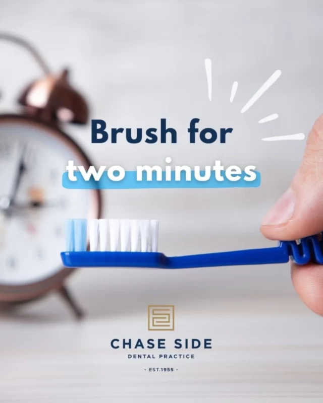 Brushing your teeth for at least 2 minutes twice a day is crucial for removing plaque and preventing tooth decay, gum disease and bad breath.

How to make sure you are brushing for two minutes:
🪥Divide your mouth into four quadrants and brush each one for 30 seconds
⌛️Set a timer to make sure you’re not cutting your brushing time short

Bring your toothbrush to your next hygienist visit and get tailored guidance on how to improve your brushing technique! Schedule your next visit today.

📞 020 8363 6363
📨 contact@chasesidedental.co.uk
🌍 www.chasesidedental.co.uk