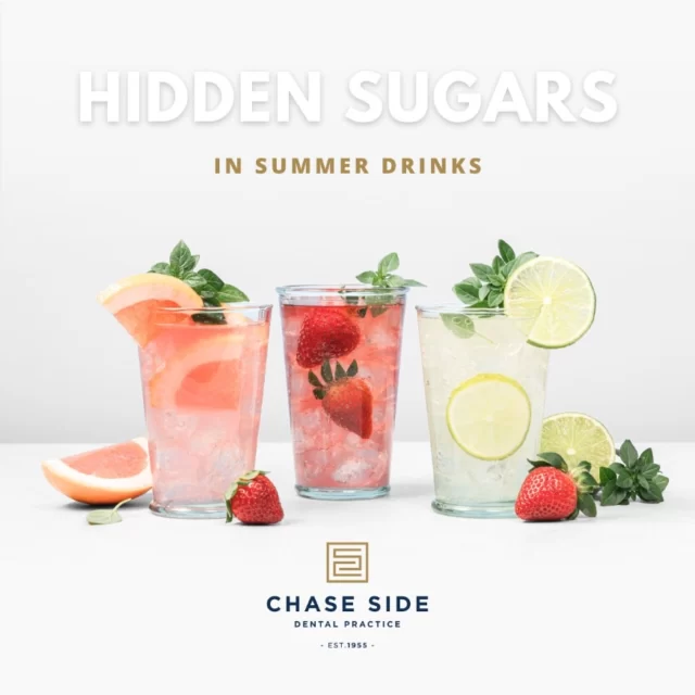 Summer might feel like the perfect time to indulge in sugar drinks - but beware! They often contain more sugar than you think 🍬

When you consume sugar, the bacteria that live inside your mouth feed on it and begin to produce acid. Eventually, this dissolves your tooth enamel which can cause cavities.

Here are four drinks to avoid due to their high sugar content:
🥤Cola contains around 36 grams of sugar per can
🥤Energy drinks contain 29 grams of sugar per serving
🍹Pimms and lemonade contains 25.3 grams per serving
🍹Sangria contains 23 grams per serving

If you do opt for sugary drinks like these, try to limit your consumption of them to mealtimes and drink through a straw so that the drink does not touch your teeth.

We’re always happy to answer any questions you may have about sugar consumption and your oral health. DM us to speak to a friendly member of our team 📧

#chasesidedentalpractice #chaseside #enfield #dentistenfield #dental #dentist #dentalhealth #dentistlondon #northlondondentist #implants #teethwhiteninglondon #endodontics #compositebonding #generaldentistrylondon #hygienelondon #hygienist