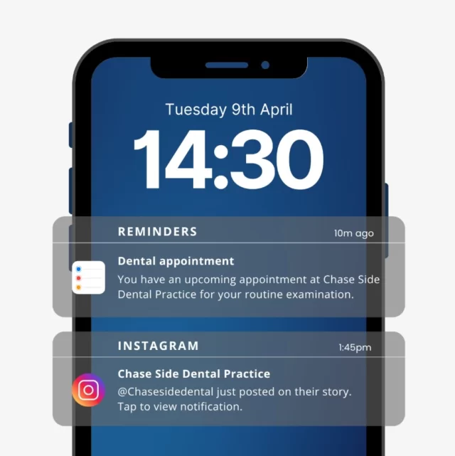 We send friendly reminders to help you stay on top of your dental appointments! You'll receive a notification three days before your visit and a follow-up reminder one day prior. 📅

Prefer a specific way to be reminded? We offer texts, emails or both as reminders.

Need to update your reminder preferences or schedule an appointment? Give us a call today!

📞 020 8363 6363
📨 contact@chasesidedental.co.uk
🌍 www.chasesidedental.co.uk

#DentalCare #DentalReminders #AppointmentReminder