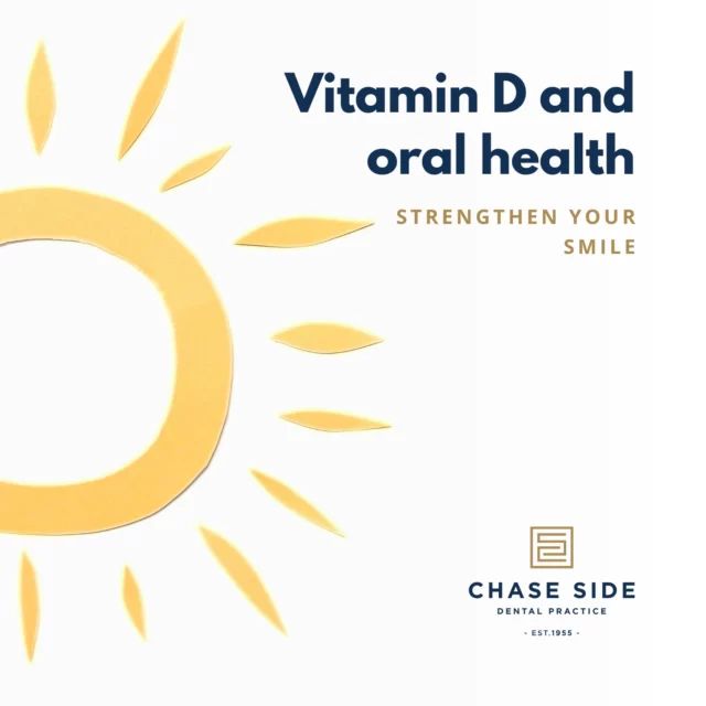 Vitamin D is essential for keeping your teeth strong and healthy. It helps your body absorb calcium which is essential for strong teeth and bones. Without enough Vitamin D, your teeth can become more vulnerable to decay and damage.

During winter, shorter days and less sunlight make it harder to get the Vitamin D we need. However, you can boost your levels through consuming Vitamin D-rich foods like salmon, eggs and mushrooms. 🥚🐟🍄

If you are considering a supplement, always talk to your doctor first.

#WinterWellness #VitaminD #HealthyTeeth #SmileBright #SelfCareTips #chasesidedentalpractice #chaseside #enfield #dentistenfield #dental #dentist #dentalhealth #dentistlondon #northlondondentist #implants #teethwhiteninglondon #endodontics #compositebonding #generaldentistrylondon #hygienelondon #hygienist