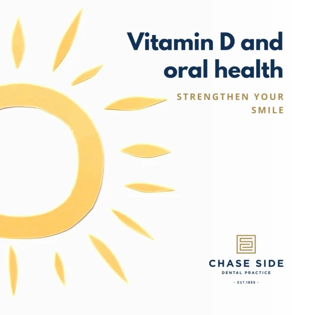 Vitamin D is essential for keeping your teeth strong and healthy. It helps your body absorb calcium which is essential for strong teeth and bones. Without enough Vitamin D, your teeth can become more vulnerable to decay and damage.

If you are considering a supplement, always talk to your doctor first.

#WinterWellness #VitaminD #HealthyTeeth #SmileBright #SelfCareTips #chasesidedentalpractice #chaseside #enfield #dentistenfield #dental #dentist #dentalhealth #dentistlondon #northlondondentist #implants #teethwhiteninglondon #endodontics #compositebonding #generaldentistrylondon #hygienelondon #hygienist