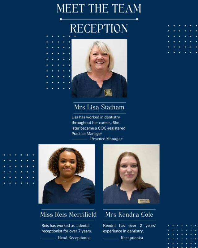✨ Meet the Team ✨

Say hello to our amazing reception team! 💙

They're the friendly faces who keep our practice running smoothly and help make every patient feel welcome from the moment they arrive. 😊

#MeetTheTeam #ReceptionTeam #DentalTeam #CustomerCare #Enfield #EnfieldDentist #ChaseSideDentalPractice