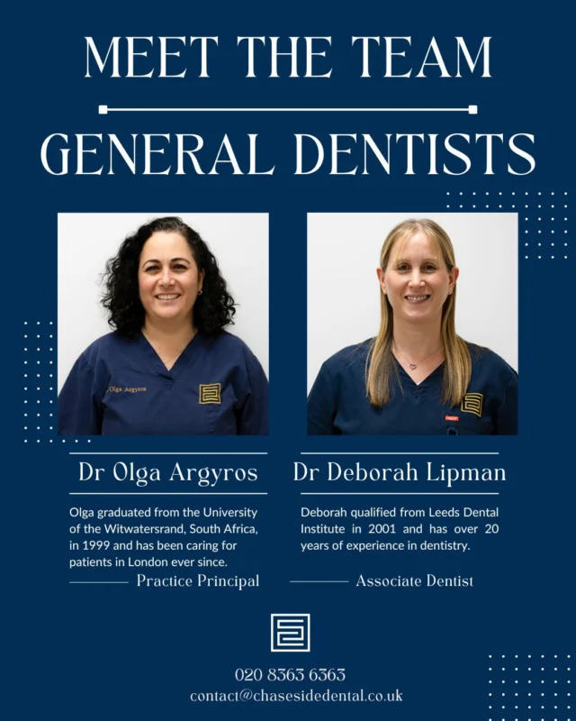 ✨ Meet the Team ✨

Say hello to our wonderful General Dentists! 🦷

Dedicated to providing exceptional care, Olga and Deborah bring expertise, compassion and a friendly approach to every appointment.

Ready to book your visit? Get in touch today! 💙

#MeetTheTeam #GeneralDentist #DentalCare #HealthySmiles #Enfield #EnfieldDentist #ChaseSideDentalPractice