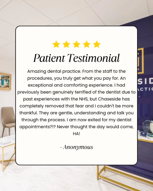 ⭐⭐⭐⭐⭐

Nothing makes us smile more than hearing from our happy patients!

#5StarReview #PatientTestimonial #HappyPatients #DentalCare #PatientExperience #ThankYou #HealthySmile #Enfield #EnfieldDentist #ChaseSideDentalPractice