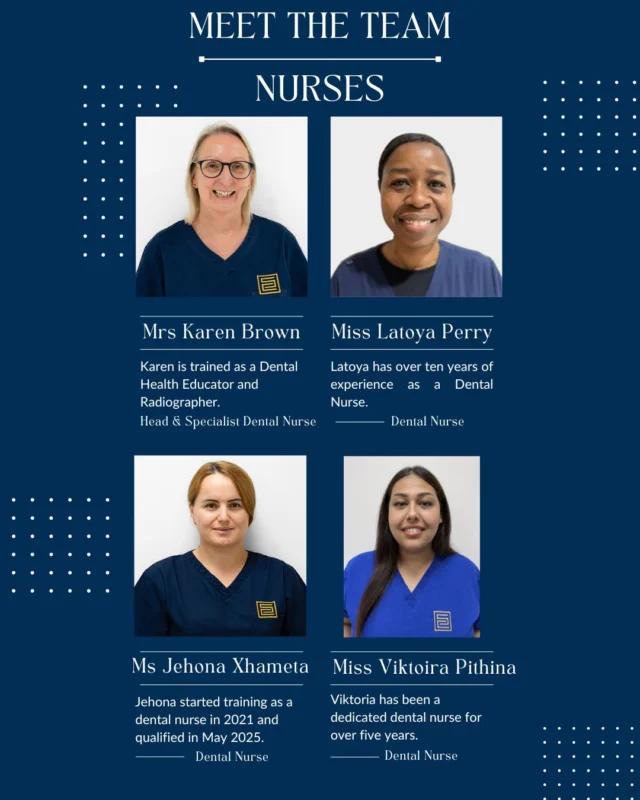 ✨ Meet the Team ✨

Meet our fantastic dental nurses! 💙

Always supporting our clinicians and caring for our patients, they help make every visit comfortable, smooth, and stress-free. 🦷

Get in touch to book your visit today! ✨

#MeetTheTeam #DentalNurses #DedicatedCare #PatientFirst #DentalCommunity #EnfieldDentist #Enfield #ChaseSideDentalPractice