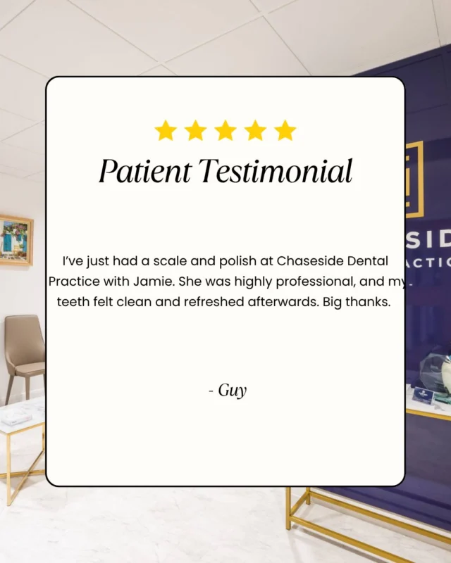 ⭐⭐⭐⭐⭐ 

Nothing makes us smile more than hearing from happy patients!

We're so grateful for this wonderful 5-star review and for the trust our patients place in us every day. 

Ready to experience 5-star dental care? We'd love to welcome you!

#Enfield #EnfieldDentist #HygieneAppointment #OralHygiene #HealthyTeeth #LocalBusiness #PatientCare #PatientExperience #ChaseSideDental