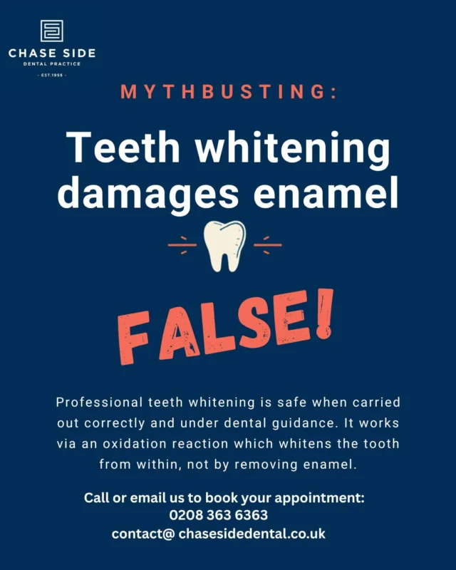 A brighter smile starts with the right advice.

📩 Thinking about whitening your teeth? Get in touch with our team to book your consultation.

#TeethWhitening #MythBusting #DentalCare #HealthySmile #SmileConfidence #ProfessionalWhitening #CosmeticDentistry #Enfield #EnfieldDentist #EnfieldCommunity