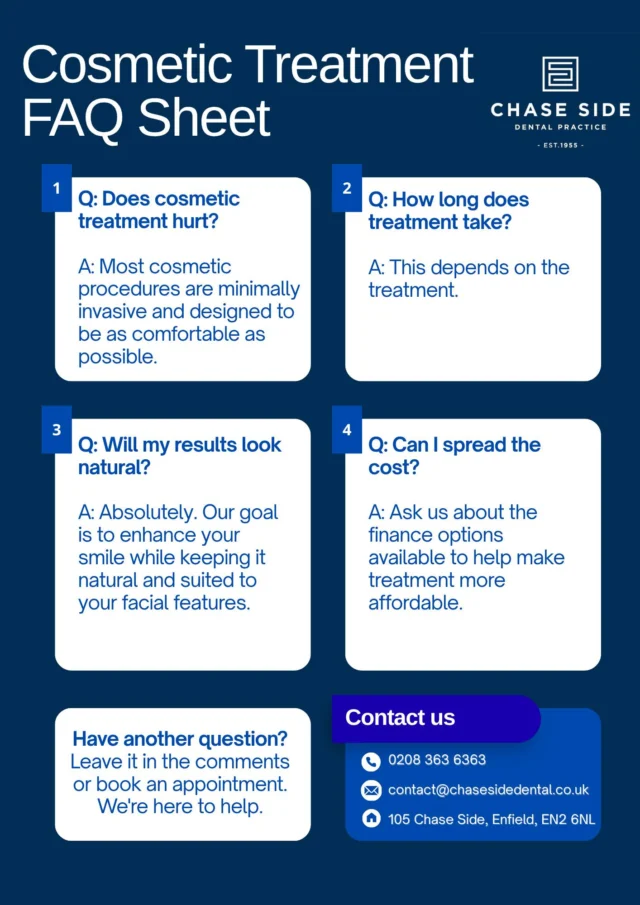 💬 Got a question about your smile?

You’re not alone! From treatment options to what to expect at your appointment, we’re here to make everything feel clear and straightforward. 🦷✨

#DentalFAQs #AskYourDentist #SmileJourney #DentalCare #SmileTransformation #HealthySmile #Enfield #EnfieldDentist #EnfieldCommunity #ChaseSideDental