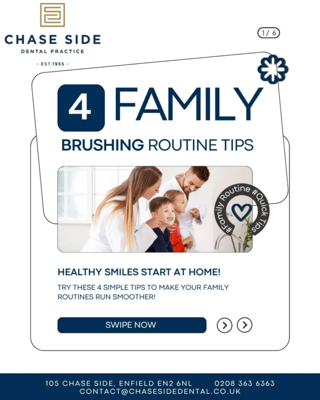 Healthy smiles start at home! 🦷✨

Make brushing a family affair! A simple family brushing routine keeps oral care fun, consistent and easy for everyone to enjoy together.

Because those little daily habits can lead to big, healthy smiles for a lifetime! 😁✨

#FamilyOralHealth #HealthyHabits #BrushingRoutine #KidsDentalCare #SmileTogether #HealthySmiles #Enfield #EnfieldDentist #EnfieldCommunity #ChaseSideDental