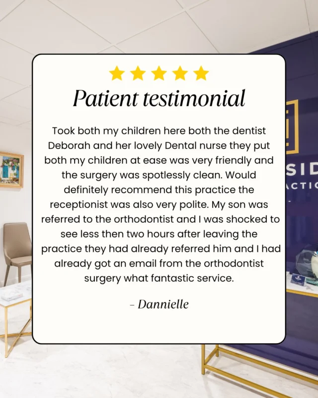 ⭐️⭐️⭐️⭐️⭐️ 5-star feedback! 💙

Your kind words mean so much to our team and inspire us to keep providing the very best care.

Thank you for trusting us with your smile! 🦷✨

#5StarReview #PatientFeedback #HappyPatients #DentalCare #HealthySmiles #ThankYou #Enfield #EnfieldDentist #EnfieldCommunity #ChaseSideDental