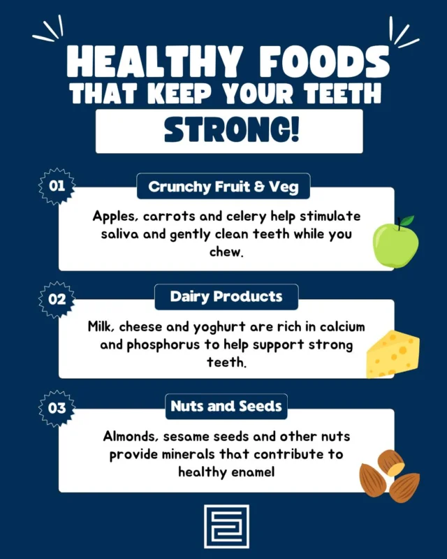 🦷 Your smile starts in the kitchen! 😁

What you eat can play an important role in your oral health. Adding tooth-friendly foods to your meals can help support strong enamel and a healthy smile. 💪🦷

👀 Take a look at these smile-friendly options and ask yourself:
Which one is already a staple in your kitchen? 🍎🥛🥕

Tell us in the comments! 👇

#HealthyTeeth #Nutrition #OralHealth #SmileTips #DentalCare #HealthySmile #DentalHealth #Enfield #EnfieldDentist #EnfieldCommunity #ChaseSideDental